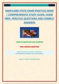 MARYLAND STATE EXAM PRACTICE EXAM &vert; COMPREHENSIVE STUDY GUIDE&comma; EXAM PREP&comma; PRACTICE QUESTIONS AND CORRECT ANSWERS