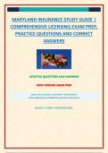 MARYLAND INSURANCE STUDY GUIDE &vert; COMPREHENSIVE LICENSING EXAM PREP&comma; PRACTICE QUESTIONS AND CORRECT ANSWERS