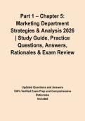 Part 1 &ndash; Chapter 5&colon; Marketing Department Strategies & Analysis 2026 &vert; Study Guide&comma; Practice Questions&comma; Answers&comma; Rationales & Exam Review&NewLine;&NewLine;