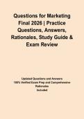 Questions for Marketing Final 2026 &vert; Practice Questions&comma; Answers&comma; Rationales&comma; Study Guide & Exam Review