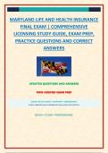 MARYLAND LIFE AND HEALTH INSURANCE FINAL EXAM &vert; COMPREHENSIVE LICENSING STUDY GUIDE&comma; EXAM PREP&comma; PRACTICE QUESTIONS AND CORRECT ANSWERS