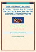 MARYLAND JURISPRUDENCE EXAM &lpar;MASSAGE&rpar; &vert; COMPREHENSIVE LICENSING LAW STUDY GUIDE&comma; EXAM PREP&comma; PRACTICE QUESTIONS AND CORRECT ANSWERS