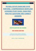 PSI REAL ESTATE EXAM &lpar;MD STATE PORTION&rpar; &vert; COMPREHENSIVE MARYLAND LICENSING STUDY GUIDE&comma; EXAM PREP&comma; PRACTICE QUESTIONS AND CORRECT ANSWERS