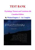 Test Bank For Psychology Themes and Variations 4th Canadian Edition &NewLine;By  Wayne Weiten ISBN 978-0176531713&NewLine;