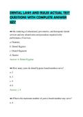 DENTAL LAWS AND RULES ACTUAL TEST&NewLine;QUESTIONS WITH COMPLETE ANSWER&NewLine;KEY