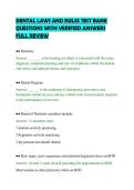 DENTAL LAWS AND RULES TEST BANK&NewLine;QUESTIONS WITH VERIFIED ANSWERS&NewLine;FULL REVIEW
