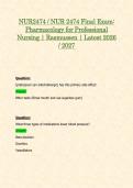 NUR2474 &sol; NUR 2474 Final Exam&colon; Pharmacology for Professional Nursing &vert; Rasmussen &vert; Latest 2026 &sol; 2027