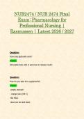 NUR 2474 &sol; NUR2474 Pharmacology for Professional Nursing &vert; Final Exam BUNDLE Package &vert; Latest 2026 &sol; 2027 - Rasmussen University