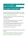 FOUNDATIONS OF FITNESS AND EXERCISE&NewLine;AND PERSONAL TRAINER COMPLETE&NewLine;EXAMINATION TEST QUESTIONS WITH&NewLine;VERIFIED SOLUTIONS