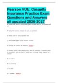 Pearson VUECasualty Insurance Practice Exam Questions and Answers all updated 2026-2027&period;