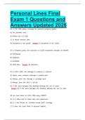 Personal Lines Final Exam 1 Questions and Answers Updated 2026