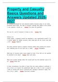 Property and Casualty Basics Questions and Answers Updated 2026