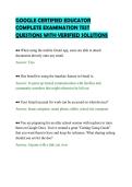 GOOGLE CERTIFIED EDUCATOR&NewLine;COMPLETE EXAMINATION TEST&NewLine;QUESTIONS WITH VERIFIED SOLUTIONS&NewLine;