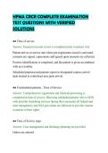 HFMA CRCR COMPLETE EXAMINATION&NewLine;TEST QUESTIONS WITH VERIFIED&NewLine;SOLUTIONS