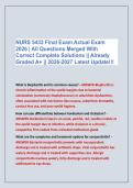 NURS 5433 Final Exam Actual Exam &NewLine;2026 &vert; All Questions Merged With &NewLine;Correct Complete Solutions &vert;&vert; Already &NewLine;Graded A&plus; &vert;&vert; 2026-2027 Latest Update&excl;&excl;&excl;