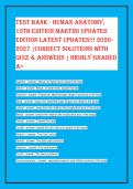 Test Bank &ndash; Human Anatomy&comma; 10th Edition &lpar;Martini&comma; Updated Edition&rpar; &vert; Complete Exam Questions&comma; Visual Anatomy & Rationales