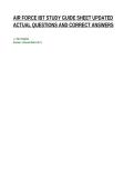 AIR FORCE IBT STUDY GUIDE SHEET UPDATED&NewLine;ACTUAL QUESTIONS AND CORRECT ANSWERS