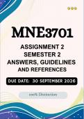 MNE3701 Assignment 2 Semester 2 &vert;&vert;&lpar;ANSWERS AND GUIDELINES&rpar;&vert; Due Date&colon; 30 September 2026