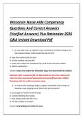 Wisconsin Nurse Aide Competency &NewLine;Questions And Correct Answers &NewLine;&lpar;Verified Answers&rpar; Plus Rationales 2026 &NewLine;Q&A Instant Download Pdf