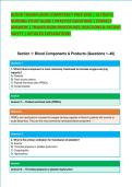 BLOOD TRANSFUSION COMPETENCY PREP 2026 &vert; ULTIMATE &NewLine;NURSING STUDY GUIDE &vert; PRACTICE QUESTIONS &vert; CORRECT &NewLine;ANSWERS &vert; TRANSFUSION PROCEDURES&comma; REACTIONS & PATIENT &NewLine;SAFETY &vert; DETAILED EXPLANATIONS