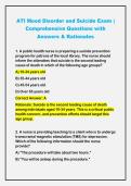 ATI Mood Disorder and Suicide Exam &vert;&NewLine;Comprehensive Questions with&NewLine;Answers & Rationales 