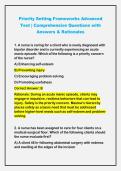 Priority Setting Frameworks Advanced&NewLine;Test &vert; Comprehensive Questions with&NewLine;Answers & Rationales 