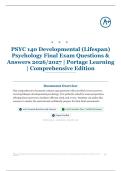 PSYC 140 Developmental &lpar;Lifespan&rpar; Psychology Final Exam 355&plus; Questions & Answers 2026&sol;2027 &vert; Portage Learning &vert; Comprehensive Edition