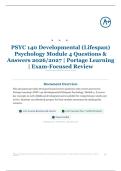 PSYC 140 Developmental &lpar;Lifespan&rpar; Psychology Module 4 65&plus; Questions & Answers 2026&sol;2027 &vert; Portage Learning &vert; Exam-Focused Review
