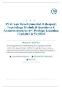 PSYC 140 Developmental &lpar;Lifespan&rpar; Psychology Module 8 40&plus; Questions & Answers 2026&sol;2027 &vert; Portage Learning &vert; Updated & Verified