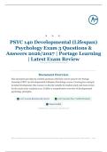 PSYC 140 Developmental &lpar;Lifespan&rpar; Psychology Exam 3 80&plus; Questions & Answers 2026&sol;2027 &vert; Portage Learning &vert; Latest Exam Review