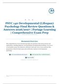 PSYC 140 Developmental &lpar;Lifespan&rpar; Psychology Final Review 160&plus; Questions & Answers 2026&sol;2027 &vert; Portage Learning &vert; Comprehensive Exam Prep