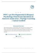 PSYC 140 Developmental &lpar;Lifespan&rpar; Psychology Final Exam 25&plus; Questions & Answers 2026&sol;2027 &vert; Portage Learning &vert; Latest Verified