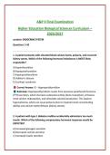 A&P II Final Examination &NewLine;Higher Education Biological Sciences Curriculum &ndash; &NewLine;2026&sol;2027