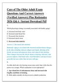 Care of The Older Adult Exam &NewLine;Questions And Correct Answers &NewLine;&lpar;Verified Answers&rpar; Plus Rationales &NewLine;2026 Q&A &vert; Instant Download Pdf 