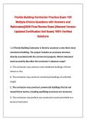 Florida Building Contractor Practice Exam 100 Multiple-Choice Questions with Answers and Rationales&vert;&vert;2026 Final Review Exam &vert;&vert;Newest Version Updated Certification Exit Exam&vert; 100&percnt; Verified Solutions
