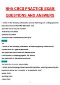 NHA CBCS PRACTICE EXAM &NewLine;QUESTIONS AND ANSWERS