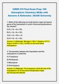 CHEM 219 Final Exam Prep&colon; 100&NewLine;Atmospheric Chemistry MCQs with&NewLine;Answers & Rationales &vert; McGill University
