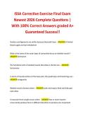 ISSA Corrective Exercise Final Exam Newest 2026 Complete Questions &vert; &NewLine;With 100&percnt; Correct Answers graded A&plus; Guaranteed Success&excl;&excl;