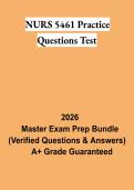 NURS 5461 Practice Questions Test 2026 &vert; Nursing Exam Review & Study Guide