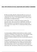 ANCC FNP UPDATED ACTUAL QUESTIONS AND CORRECT ANSWERS