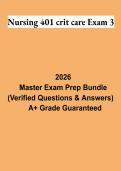 Nursing 401 Critical Care Exam 3 Study Guide 2026 &vert; Critical Care Nursing Exam Review