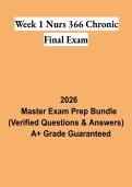 NURS 366 Chronic Final Exam Study Guide 2026 &vert; Week 1 Chronic Illness Nursing Review