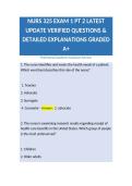 NURS 325 EXAM 1 PT 2 LATEST UPDATE VERIFIED QUESTIONS & DETAILED EXPLANATIONS GRADED A&plus;