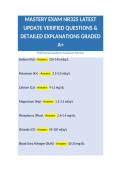 MASTERY EXAM NR325 LATEST UPDATE VERIFIED QUESTIONS & DETAILED EXPLANATIONS GRADED A&plus;