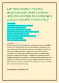LAND USE LAW PRACTICE EXAM &NewLine;QUESTIONS AND CORRECT ANSWERS &NewLine;&lpar;VERIFIED ANSWERS&rpar; PLUS RATIONALES &NewLine;2026 Q&A &vert; INSTANT DOWNLOAD PDF