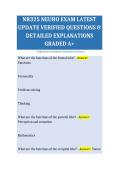 NR325 NEURO EXAM LATEST UPDATE VERIFIED QUESTIONS & DETAILED EXPLANATIONS GRADED A&plus;