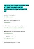 ITEC BEAUTY SPECIALIST SKINCARE AND&NewLine;EYE TREATMENTS ACTUAL TEST&NewLine;QUESTIONS WITH COMPLETE ANSWER&NewLine;KEY