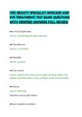 ITEC BEAUTY SPECIALIST SKINCARE AND&NewLine;EYE TREATMENTS TEST BANK QUESTIONS&NewLine;WITH VERIFIED ANSWERS FULL REVIEW