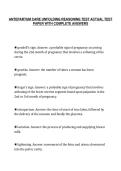 ANTEPARTUM CARE UNFOLDING REASONING TEST ACTUAL TEST&NewLine;PAPER WITH COMPLETE ANSWERS