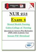 NUR 253 Exam 4 &lpar;PDF&rpar; &vert; &lpar;2026&rpar; Mental Health Nursing Q&A &vert; Galen &vert; Instant Pdf Download